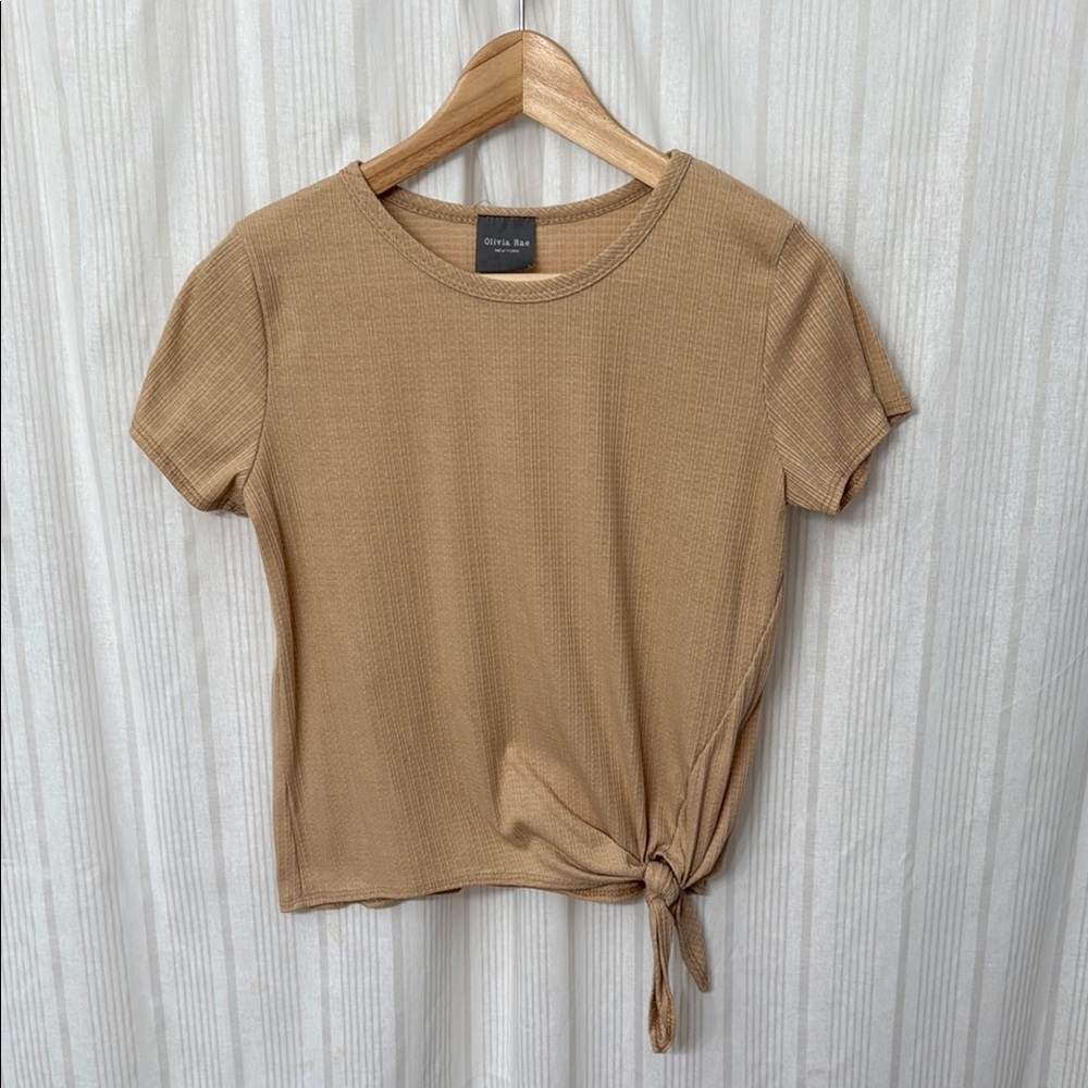 EUC Olivia Rae Waffle Knit Tie Front Tee